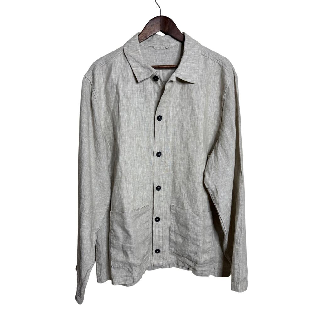 Quince 100% European Linen Shirt Jacket Flax Womans XL Minimalist Coastal